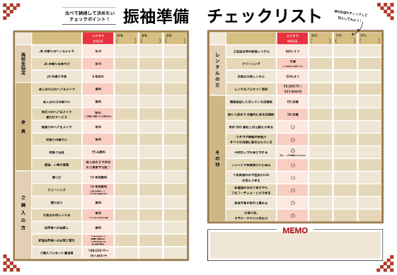 振袖準備 チェックリスト 画像