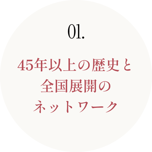 01. 45年以上の歴史と全国展開のネットワーク